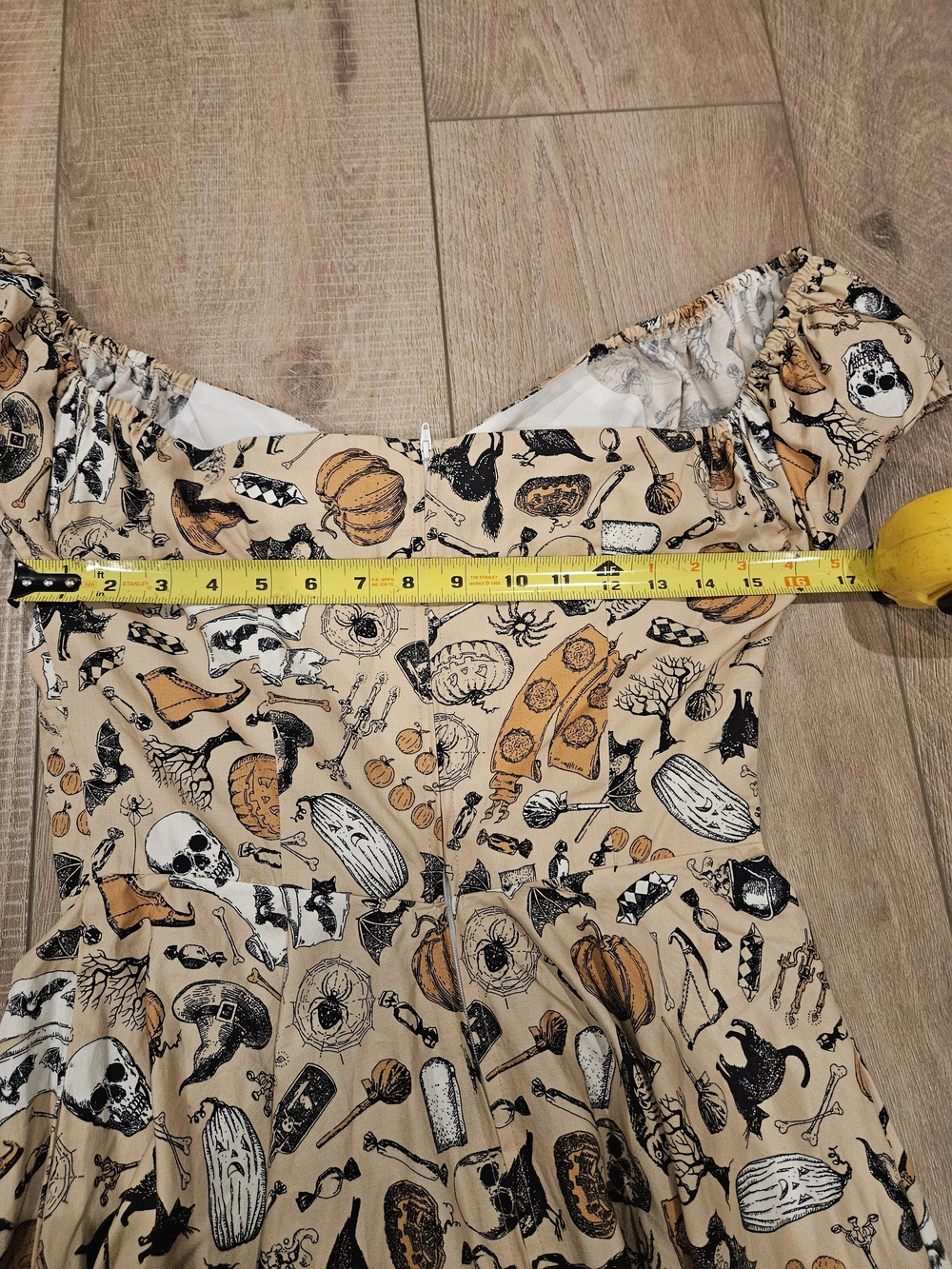 Halloween Witchy Gothic Cottagecore 100% Cotton Dress Cat Skull Pumpkin Print M - Picture 15 of 16
